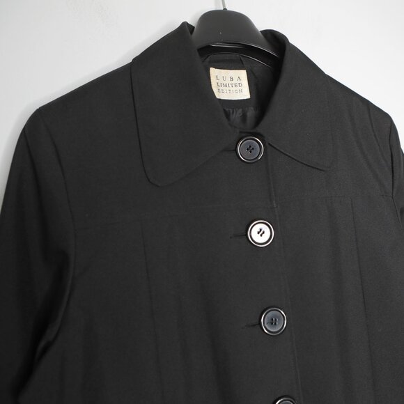 Luba Limited Edition Black Overcoat Fall Jacket Button Up Lined Plus 16 - Picture 8 of 11